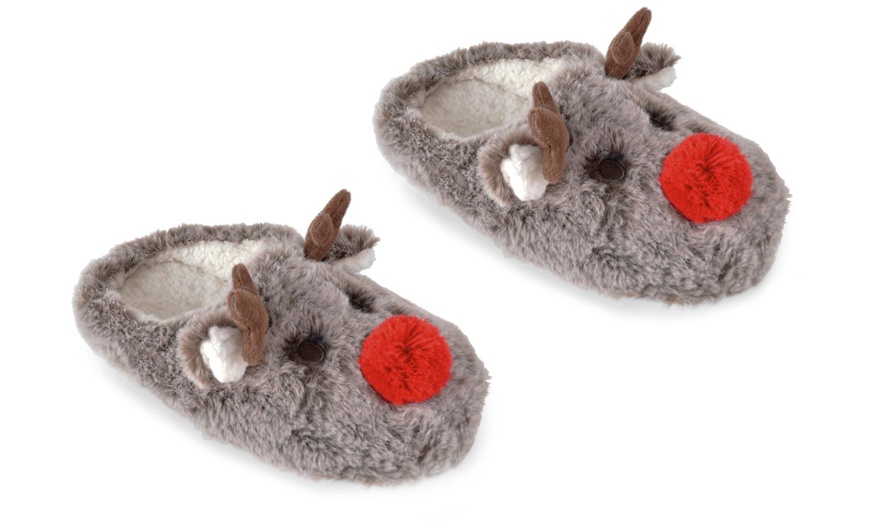 Image 1: Christmas Reindeer Slippers