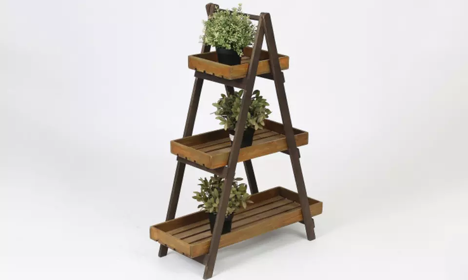 Three-Tier Wooden Ladder Plant Stand - Primary Image