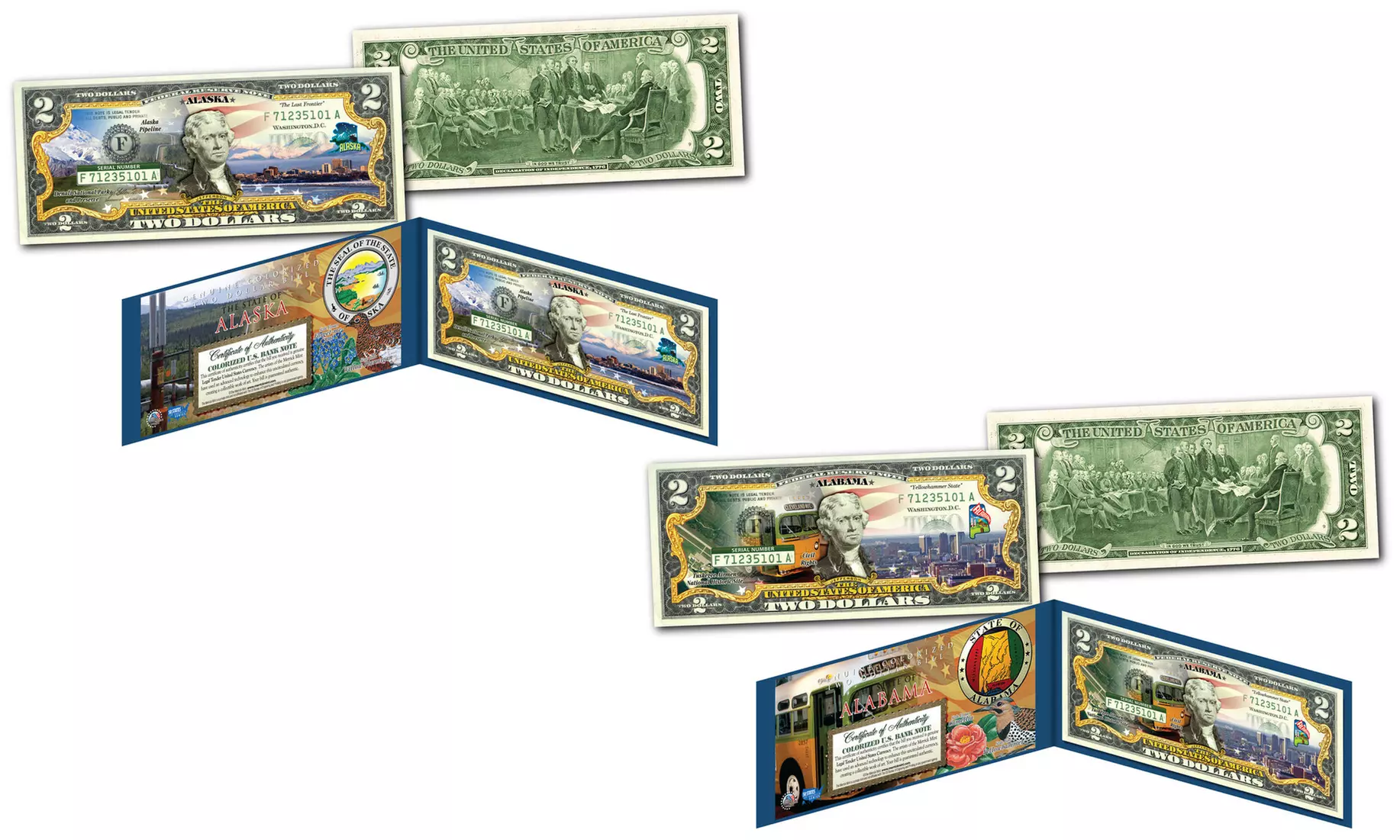 Official Genuine US Two-Dollar Bill Honoring America's 50 States - Primary Image