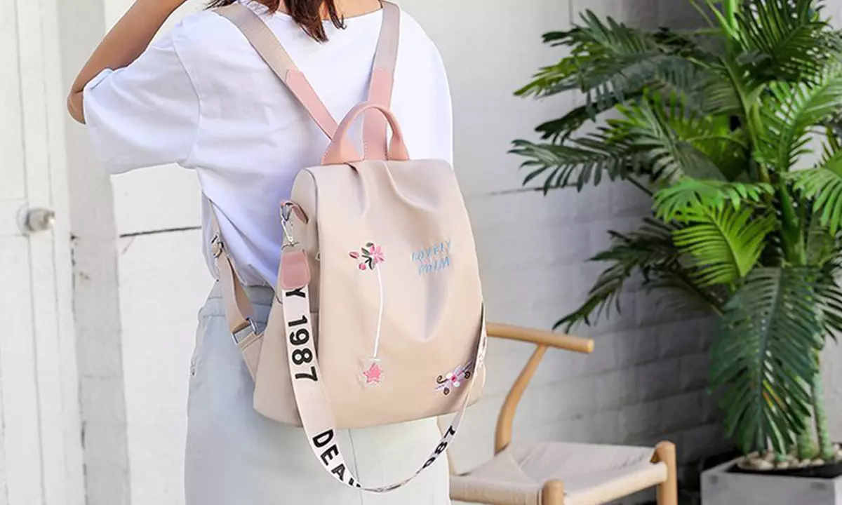 Women's Floral Embroidered Anti-Theft Backpack