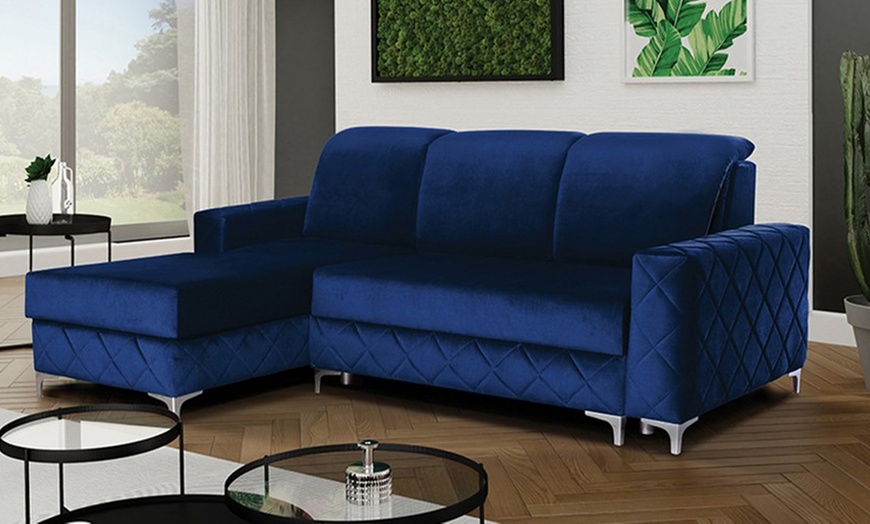 Image 9: Ohio Plush Velvet Sofa Bed