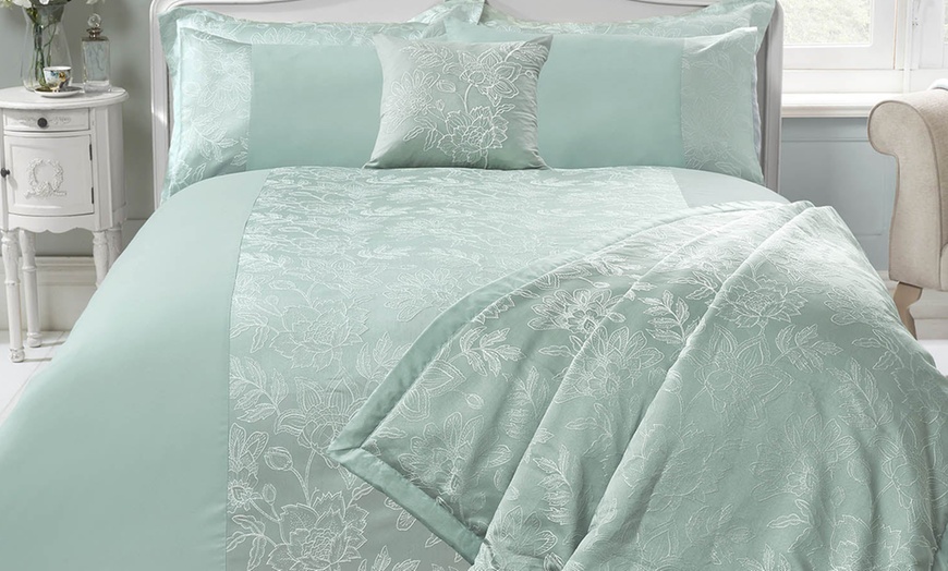 Image 2: Julian Charles Home Venice Duck Egg Jacquard Duvet Set