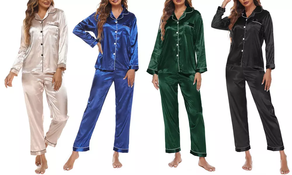 1 ou 2 ensemble de pyjama effet soie pour femme, coloris et taille au choix - Primary Image