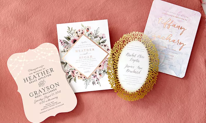 Custom Wedding Invitations and Wedding Stationery from Wedding Paper Divas (50% Off). Four Options Available.  - Primary Image