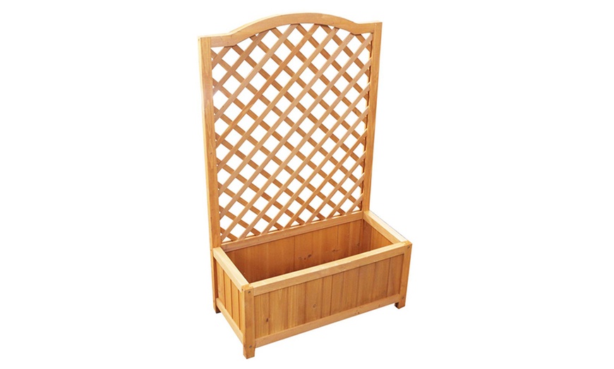 Image 4: Wooden Planter with Lattice Trellis