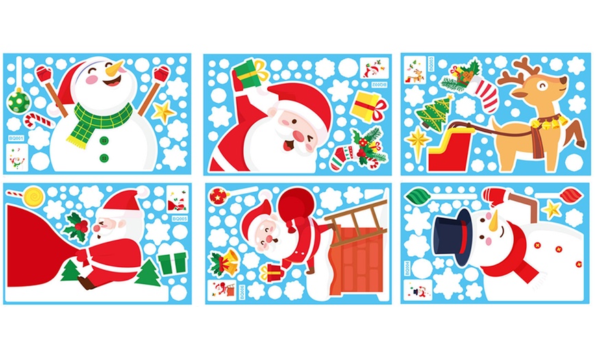 Image 1: One or Six Christmas Window Static Cling Stickers