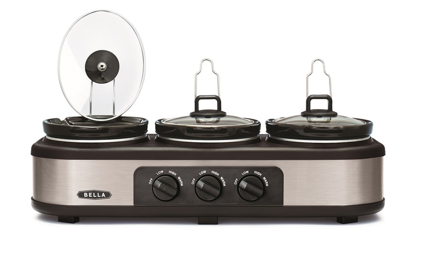 Image 3: Bella Triple Slow Cooker & Server