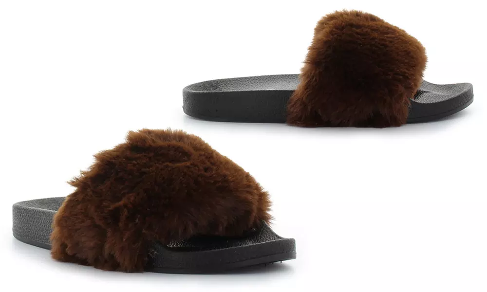 Women's Fur Pool Slides - Second Medium