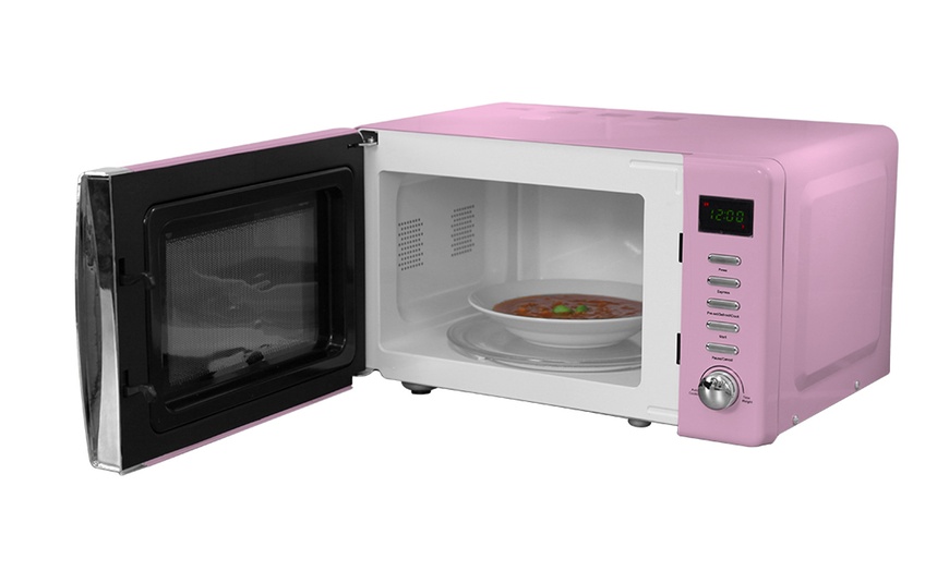 Image 2: Russell Hobbs Pink Microwave