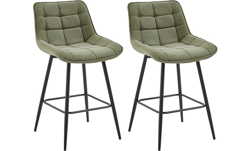 Image 5: Juego de 2 taburetes acolchados a cuadros, modelo Cliff, de Doosense