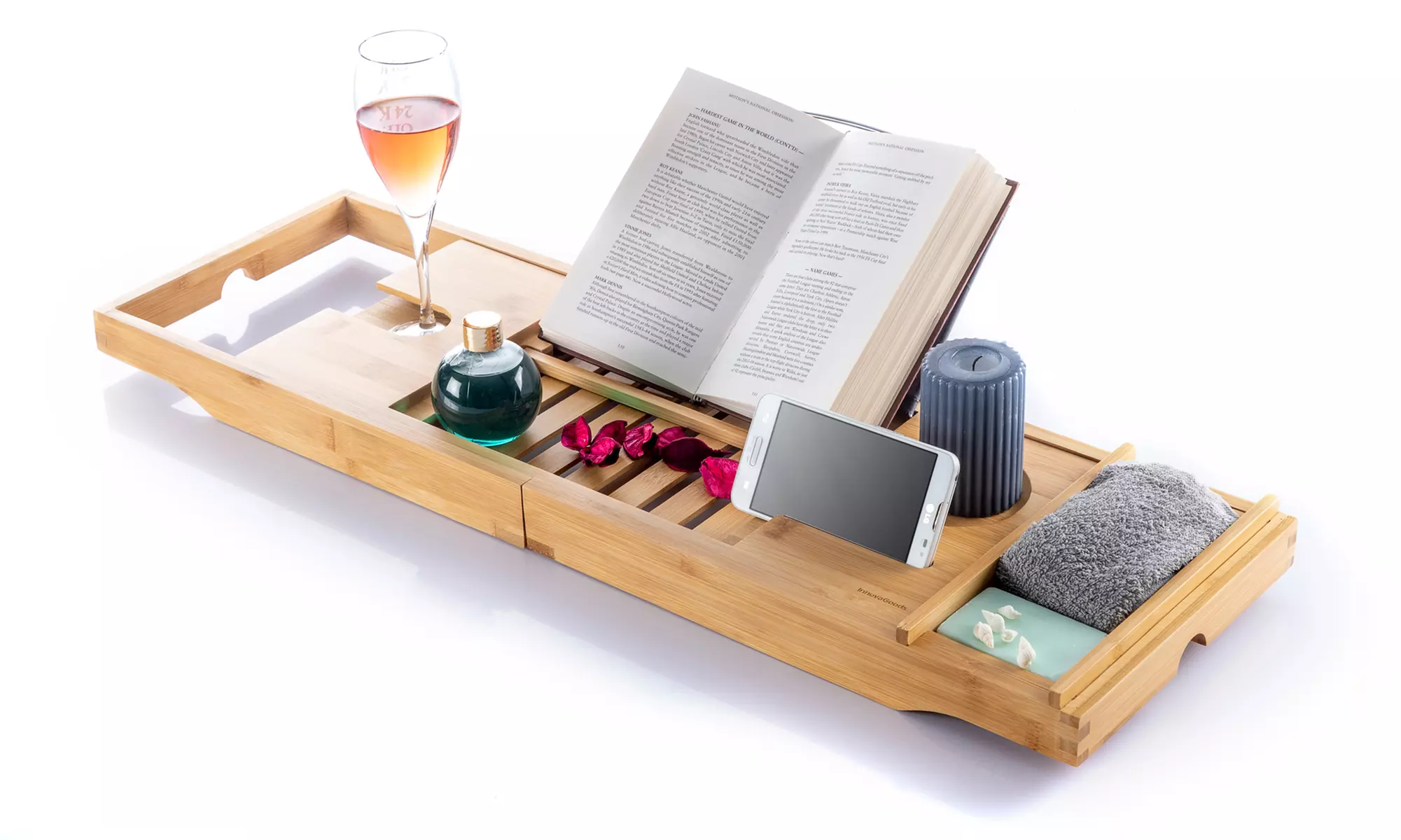 Innovagoods ausziehbare Bambus-Badewannenablage