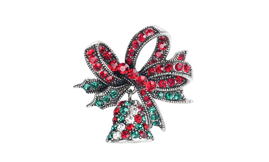 Image 2: Christmas Brooch Pin with Rhinestone Crystal