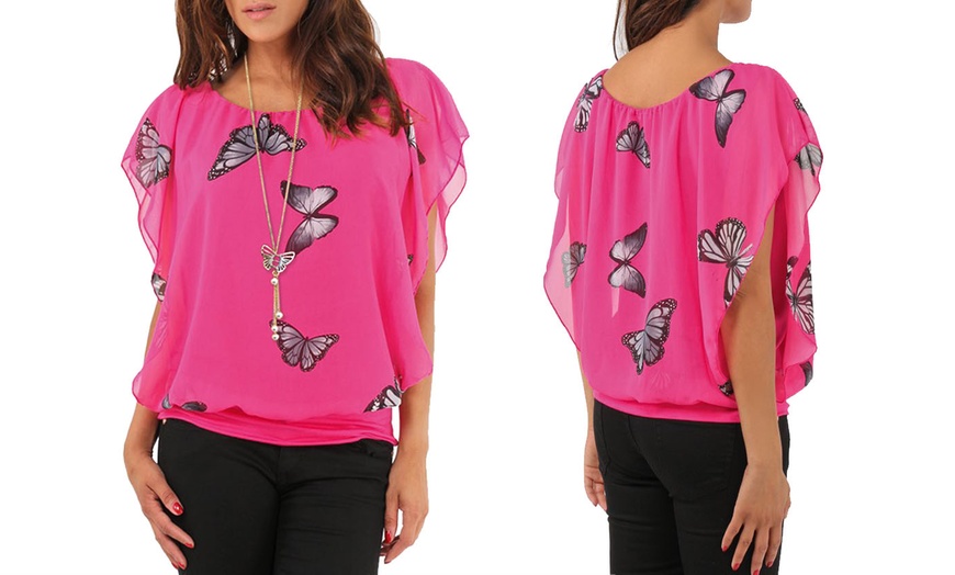 Image 3: Women's Butterfly-Print Top