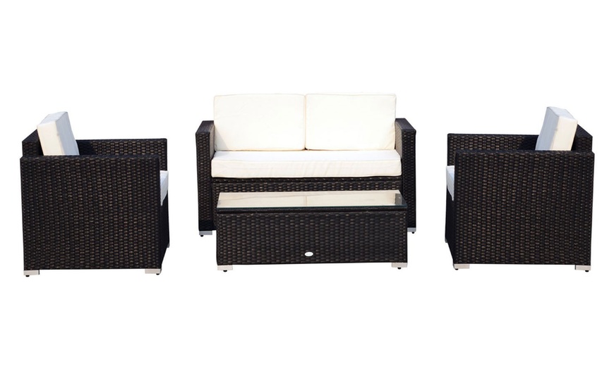 Image 3: Outsunny 4-Seater Rattan Set