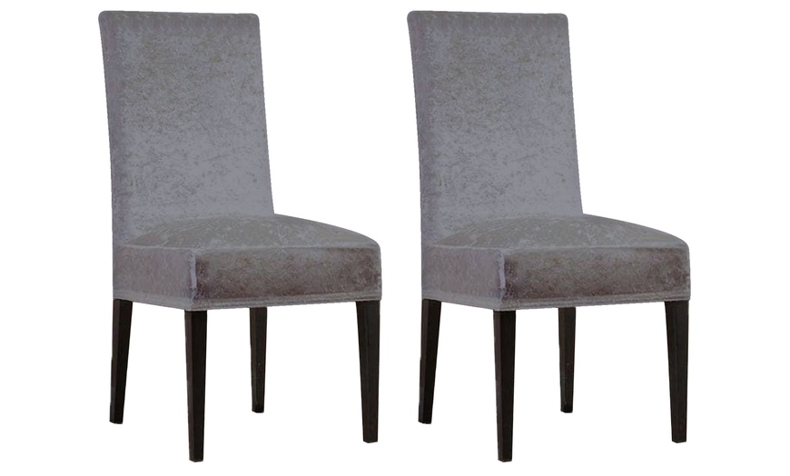 Image 10: Stretch Velvet Chair Covers