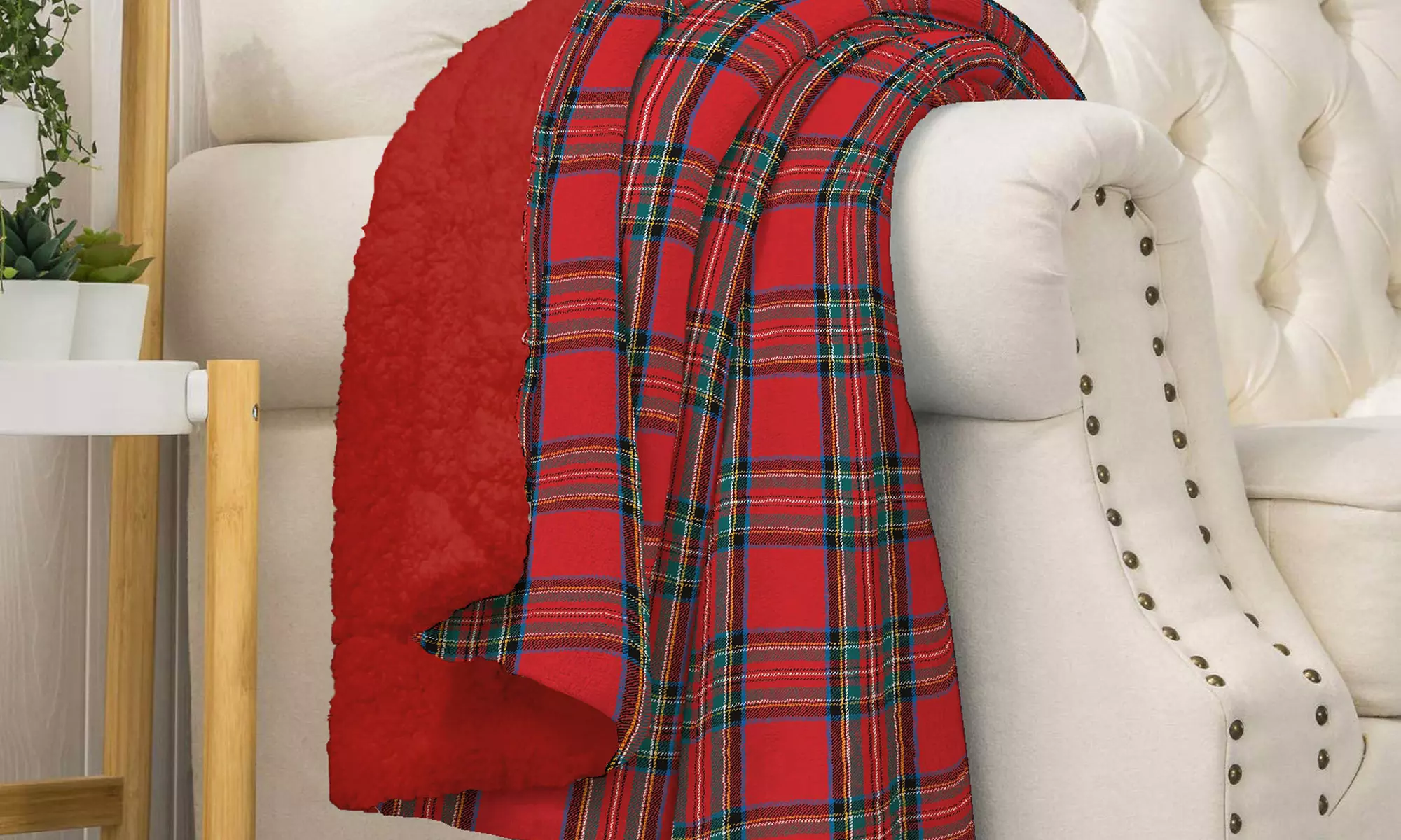 Couverture à motifs tartan avec polaire