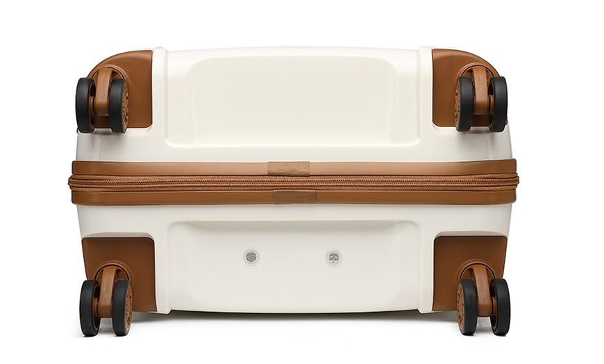 Image 8: One or Three Classic Cream and Tan Hard Shell Suitcases with Lock