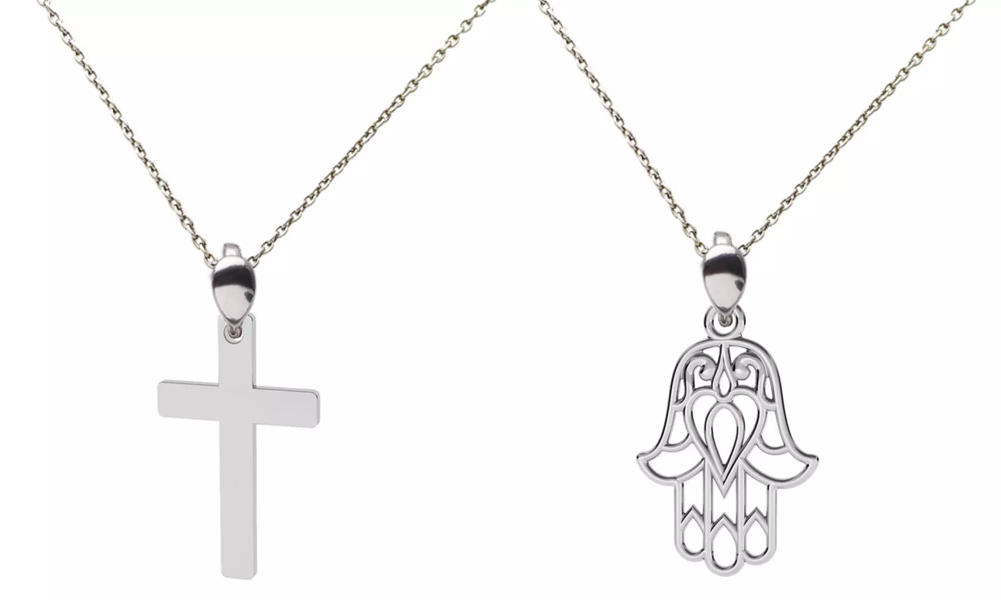 Collier en argent croix ou main de Fatma - Primary Image