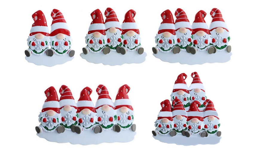 Image 1: Personalized Gnome Family Santa Claus Christmas Tree Ornaments