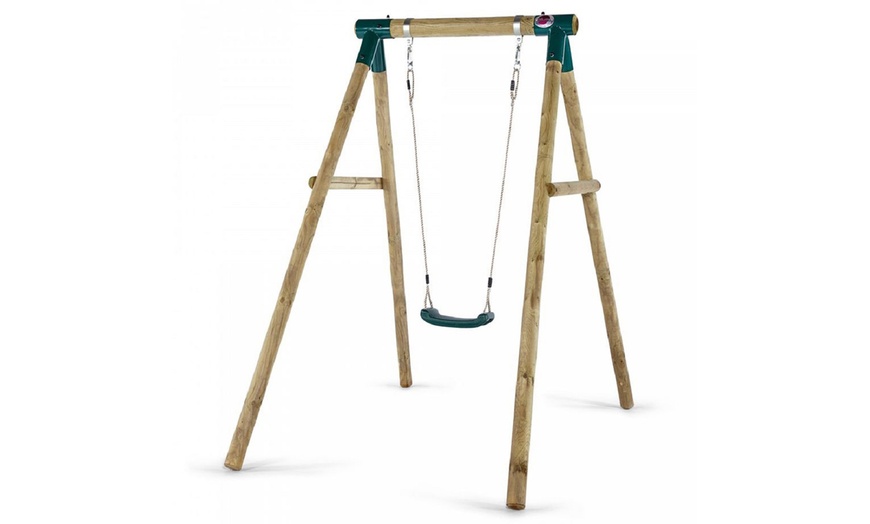 Image 3: Plum Wooden Swing Set