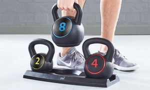 Three-Piece Kettlebell Weight Set with Stand