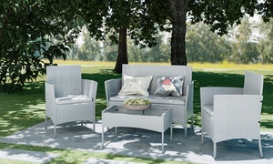 Four Piece Rattan Effect Garden Furniture Set