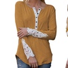 Image 5: Women's Crochet Lace Detail Sleeve Henley Shirt. Plus Sizes Available.