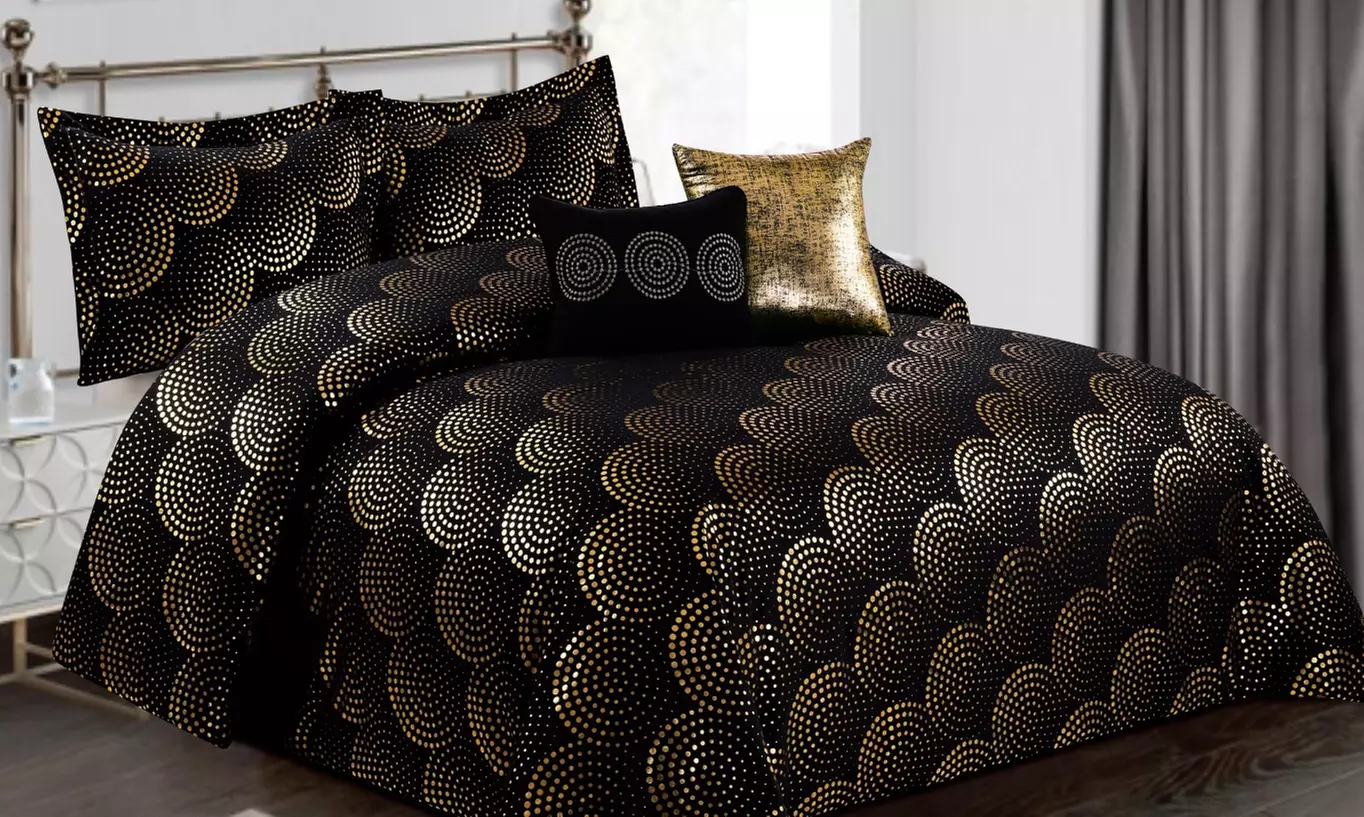 Manhattan Heights Microfiber Foil Print Comforter Set (5-Piece) - Primary Image