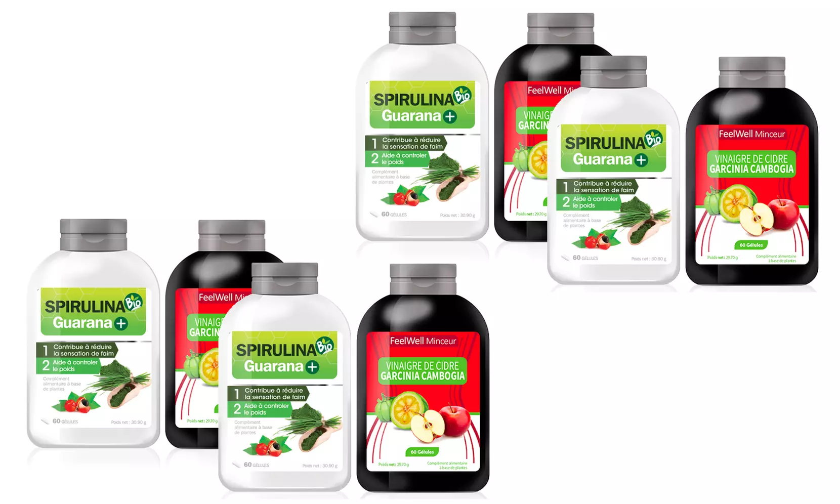 1, 2 ou 4 mois de cure duo Spiruline bio guarana et vinaigre de cidre Garcinia Cambogia - Second Medium