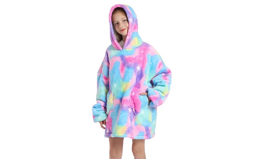 Image 12: Kids' Oversized Fluffy Hoodie Blanket