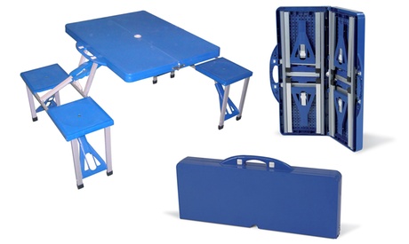 Set picnic portatile e pieghevole a valigetta con tavolo e sedie