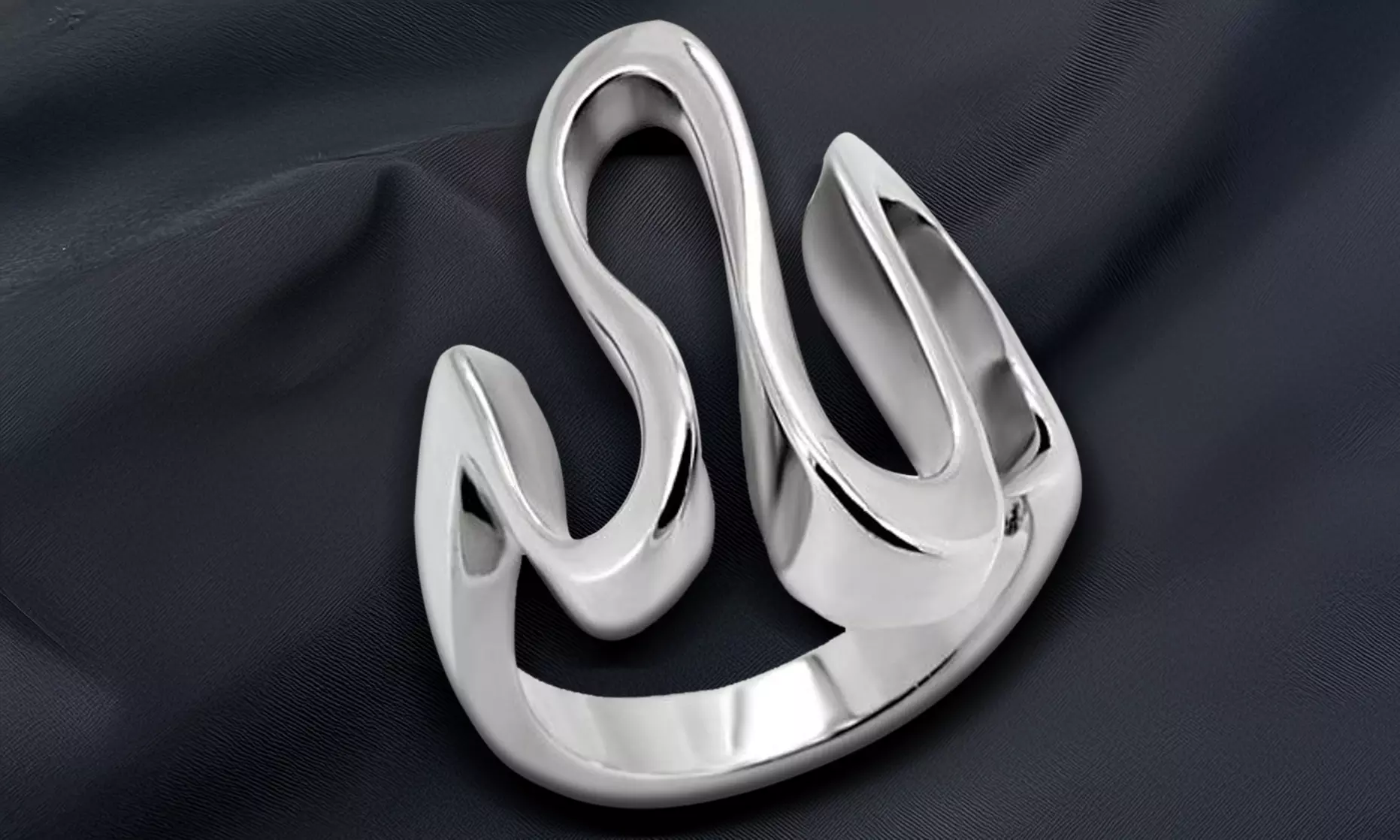 Women's High Polished Stainless Steel 316 Wave Cocktail Fashion Ring 