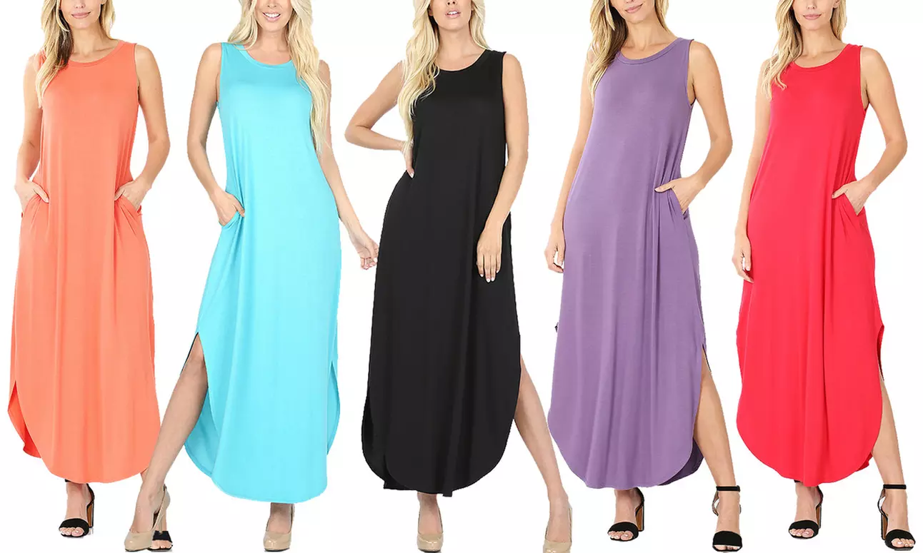 Haute Edition Women's Maxi Dress with Pockets. Plus Sizes Available. - Primary Image