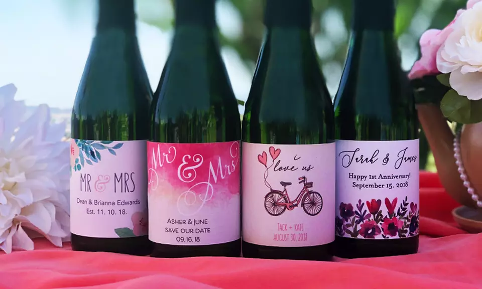 24 or 48 Custom Label Mini Wine or Champagne Bottles from EtchedWine.com (Up to 50% Off) - Primary Image
