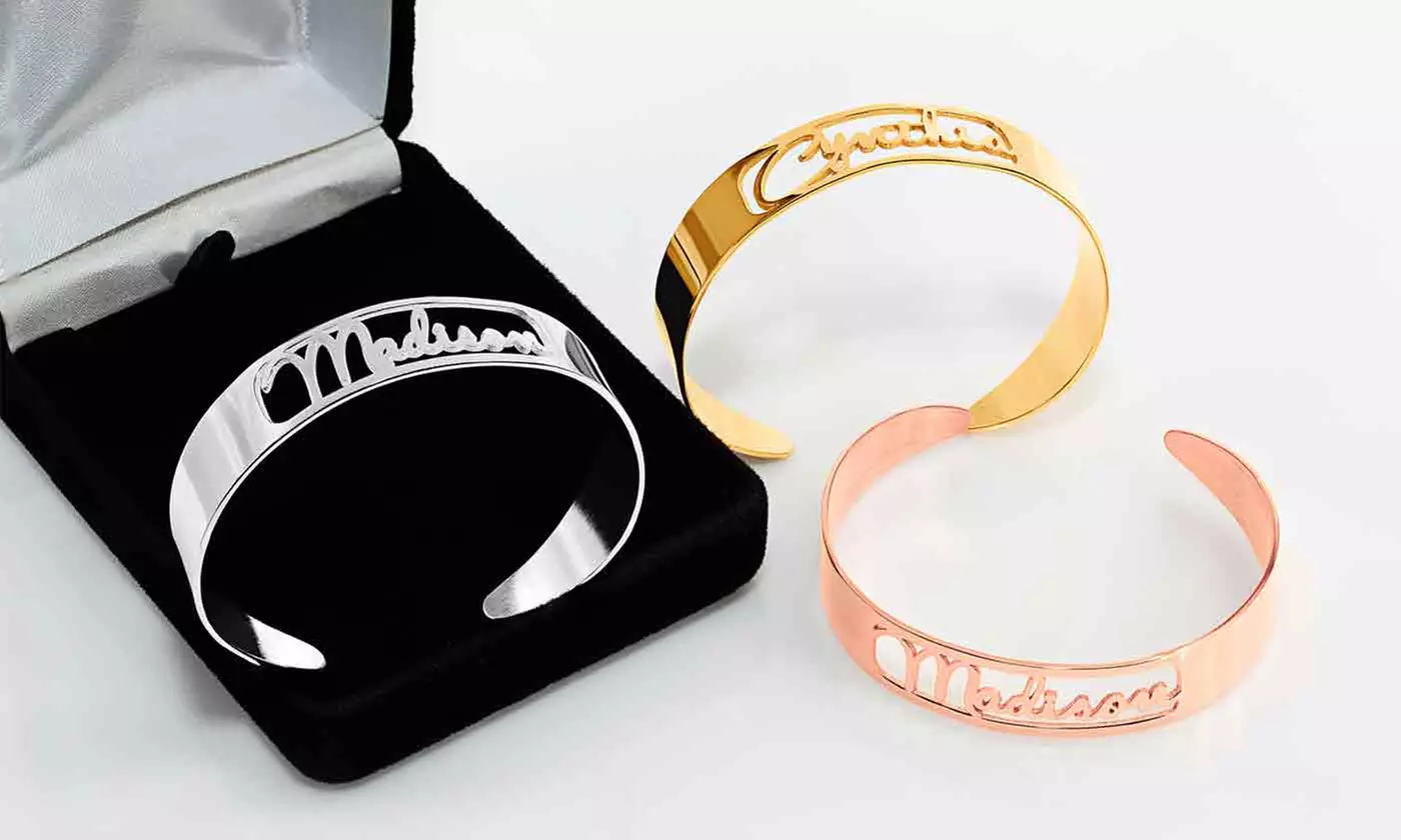 Up to 91% Off Cutout Script Name Bangles
