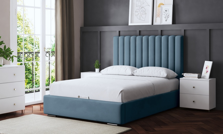 Image 21: Evangeline Panel Upholstered Gas Lift Bed with Optional Mattress