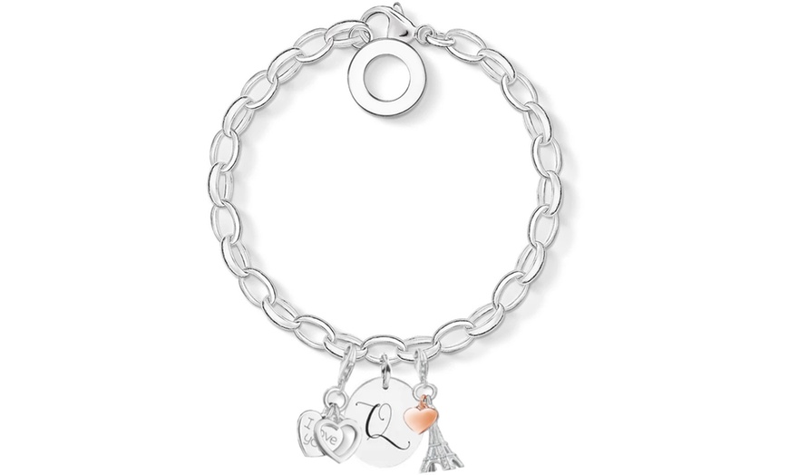 Image 18: Initial Charm Bracelet Made with Crystals from Swarovski®