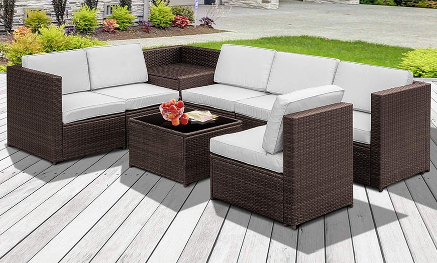 Image 2: Outsunny Eight-Piece Rattan-Effect Garden Furniture Set