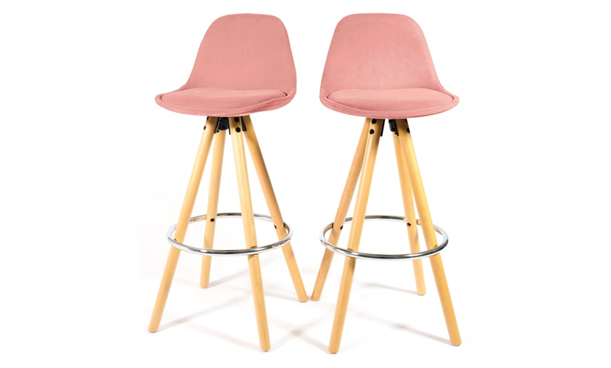 Image 21: Barcelona Retro-Style Bar Stool Two-Piece Set