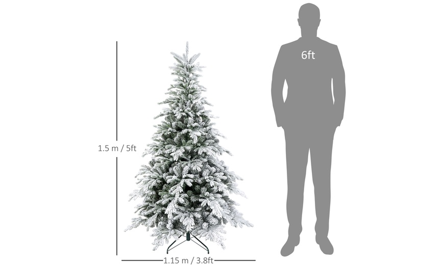 Image 6: HomCom 5ft Bushy Snow-Flocked Artificial Christmas Tree