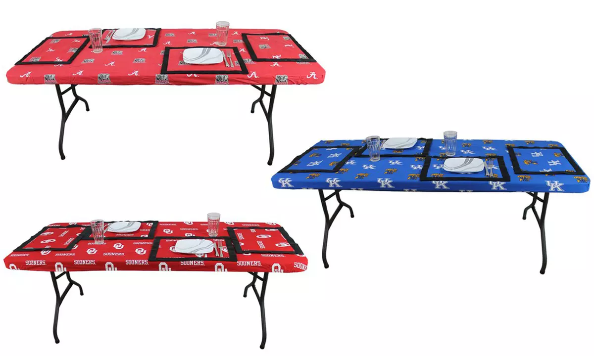 NCAA Licensed Fitted Cotton Card Table Cover - Primary Image