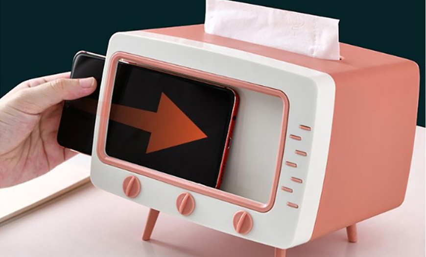 Image 2: Vintage Desktop TV-Shaped Tissue Box