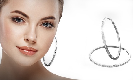 Orecchini a cerchio grandi Big Hoop strass, disponibili in 4 colori 