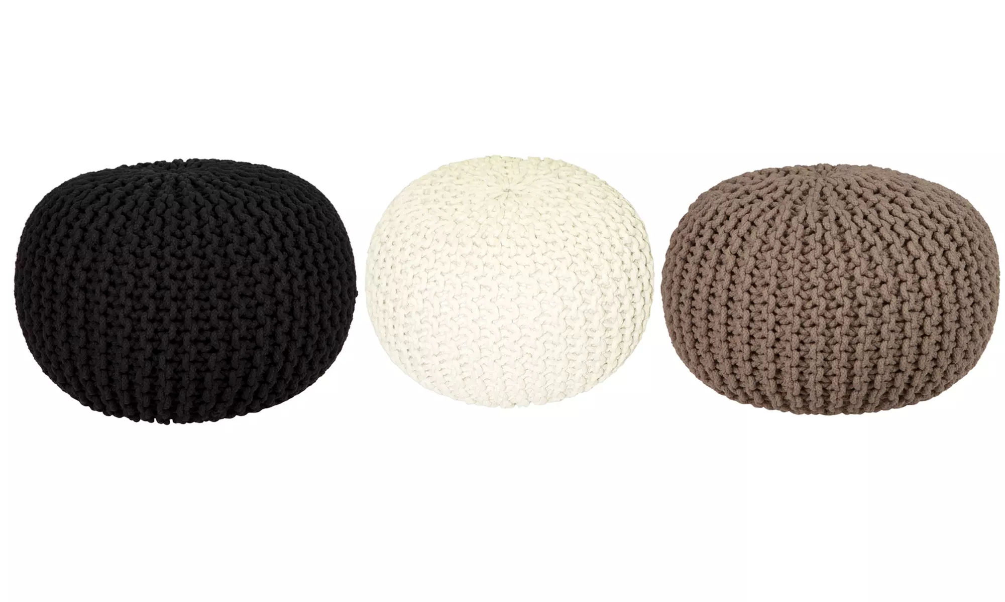 100% Cotton Hand-Knitted Pouffe in Choice of Colour - Primary Image