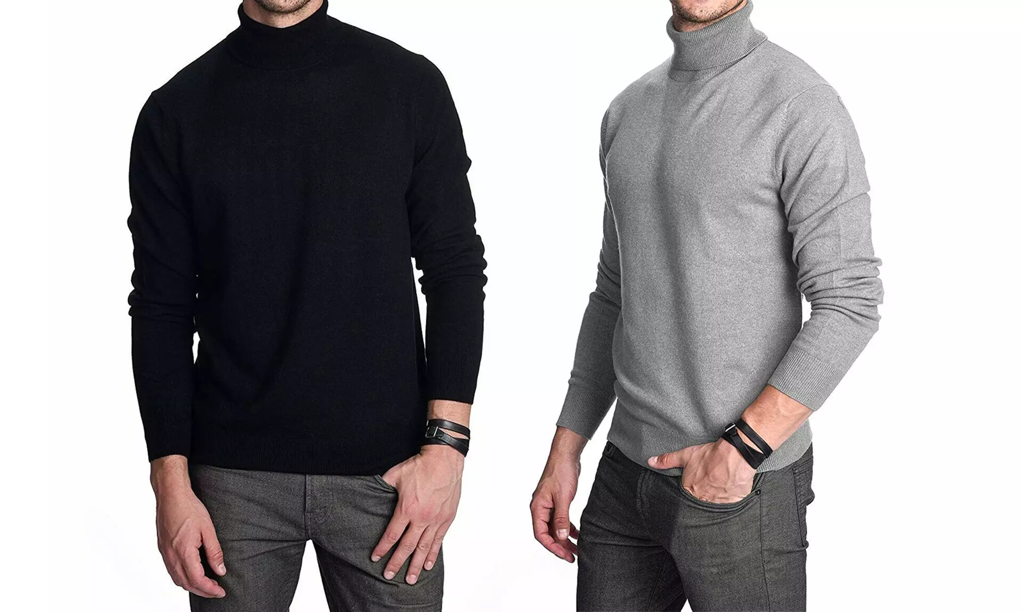 2 maglie dolcevita in cashmere e lana da uomo