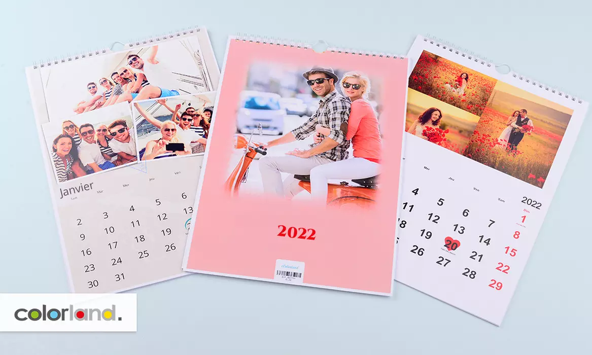 1, 2, 3, 5 ou 10 calendriers photo format A4 à personnaliser sur le site Colorland (jusqu'à 84% de réduction) - Primary Image