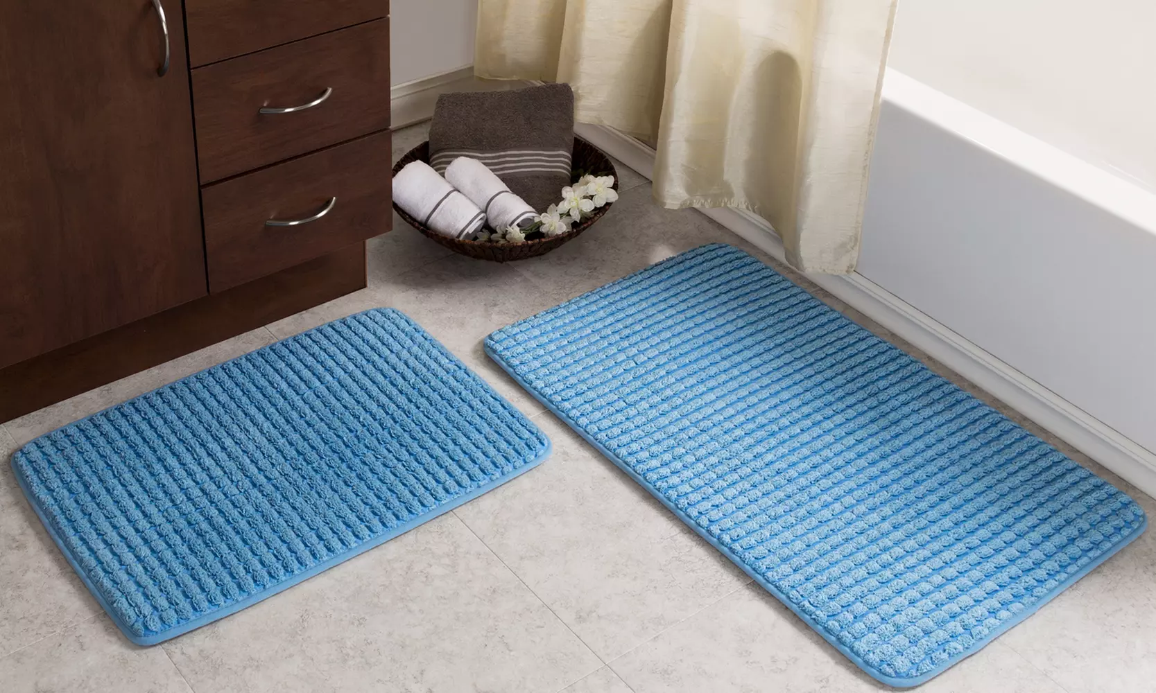 Memory Foam Woven Bath Mat Set (2 Piece) - Second Medium