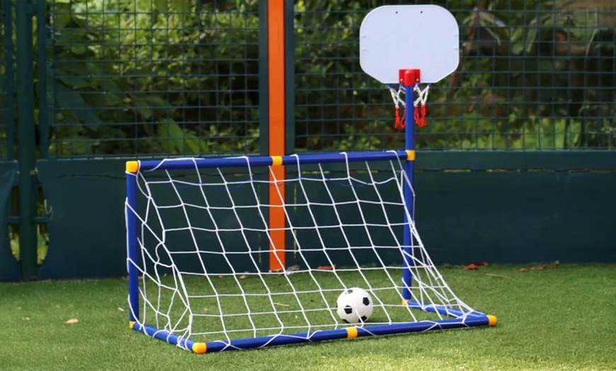 Image 4: 2-in-1 Basketball Hoop and Football Set