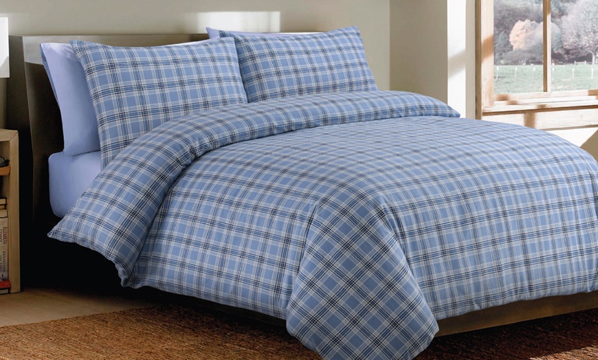 Image 11: Cotton Tartan Check Duvet Set