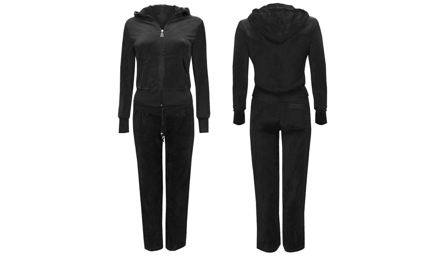 Image 4: Women's Velour Hooded Tracksuit